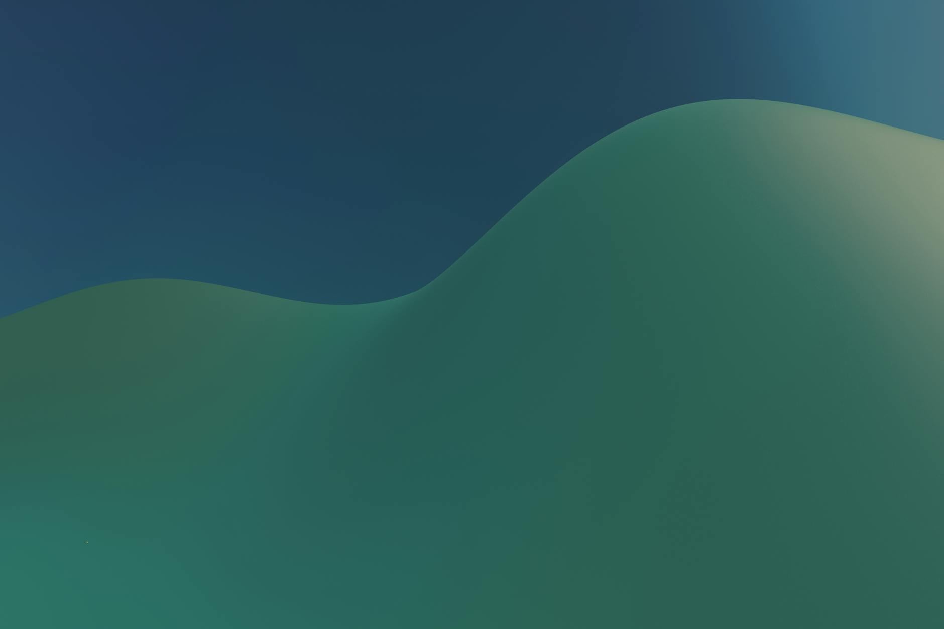 Minimalist abstract image capturing smooth green waves against a dark gradient sky.